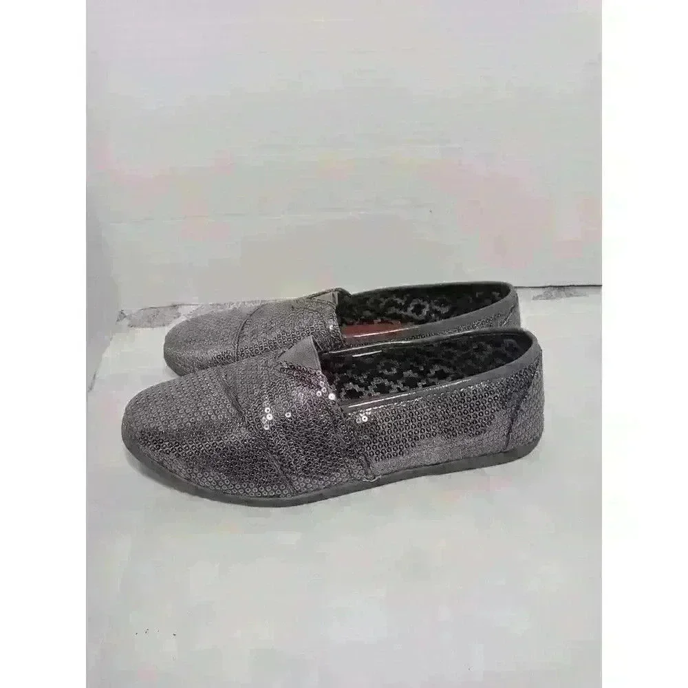 Vintage Ellemenno Size 6.5 Pewter Sequin Slip On Loafer‎ Moccasin - Picture 6 of 8